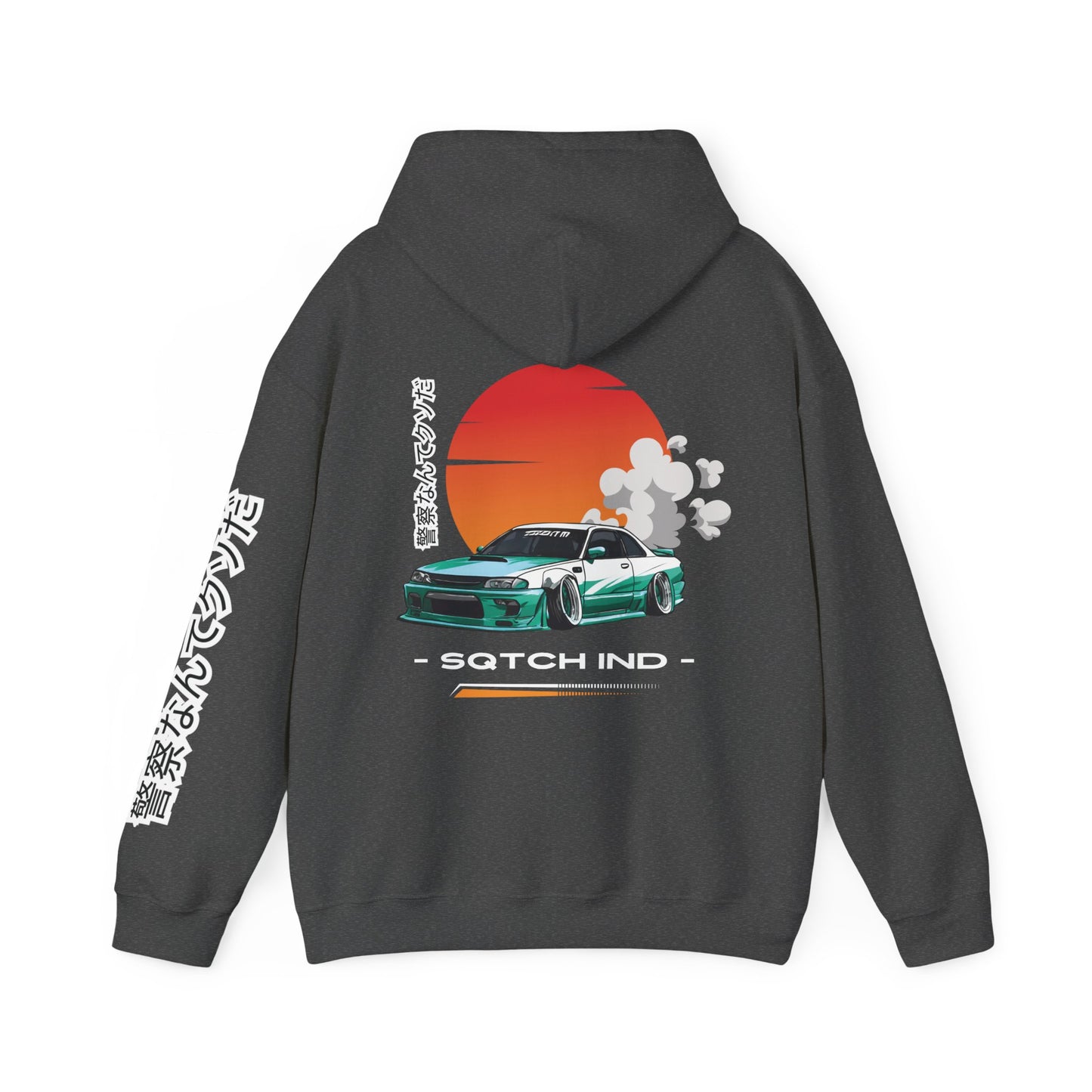 Hoody with a cool jdm car graphic & logo by Sqtch Industries