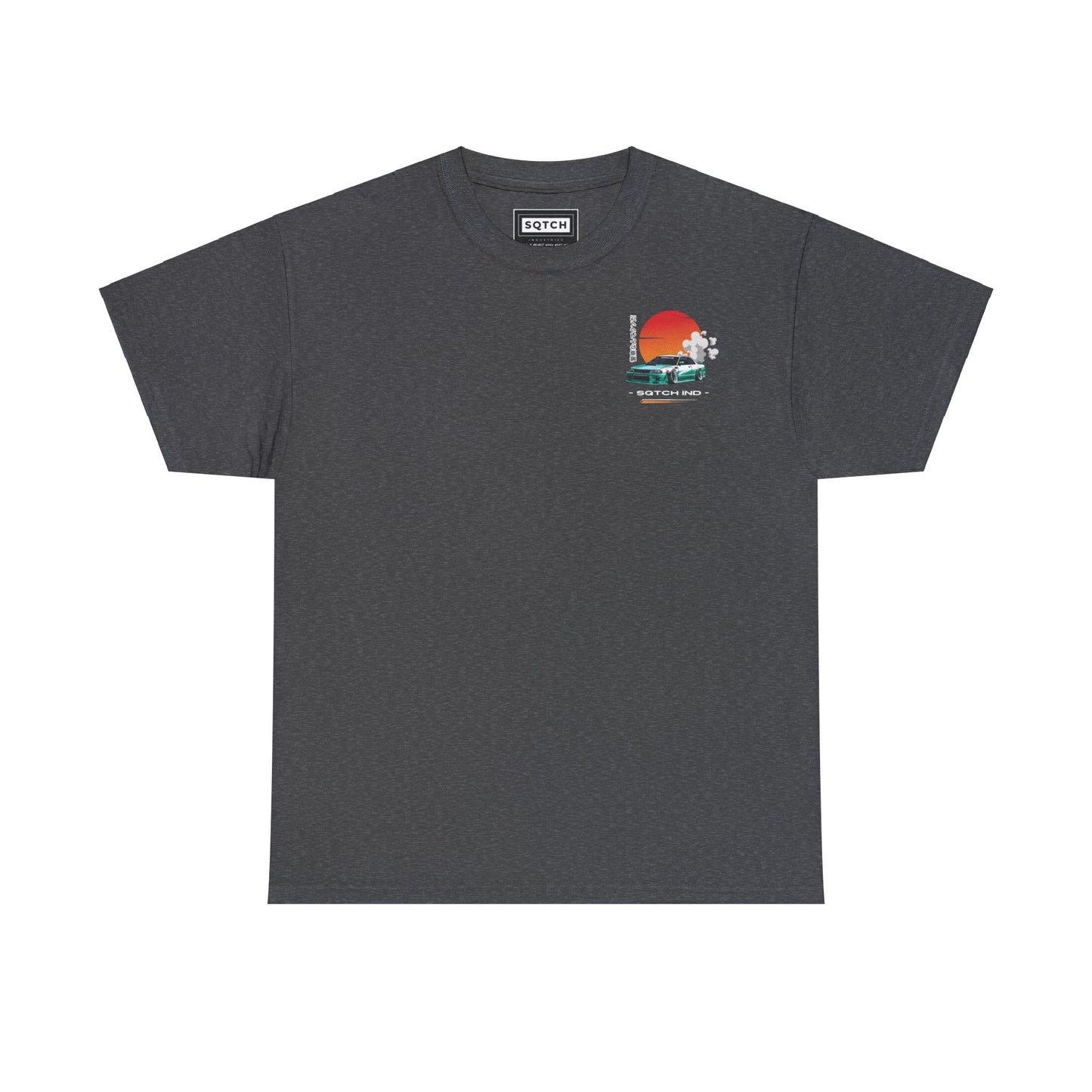 Grey tee with a cool jdm car graphic & logo by Sqtch Industries