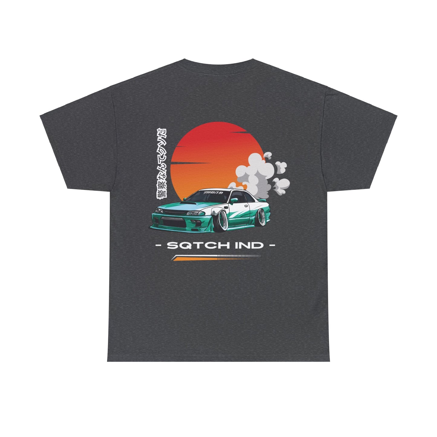 Grey tee with a cool jdm car graphic & logo by Sqtch Industries