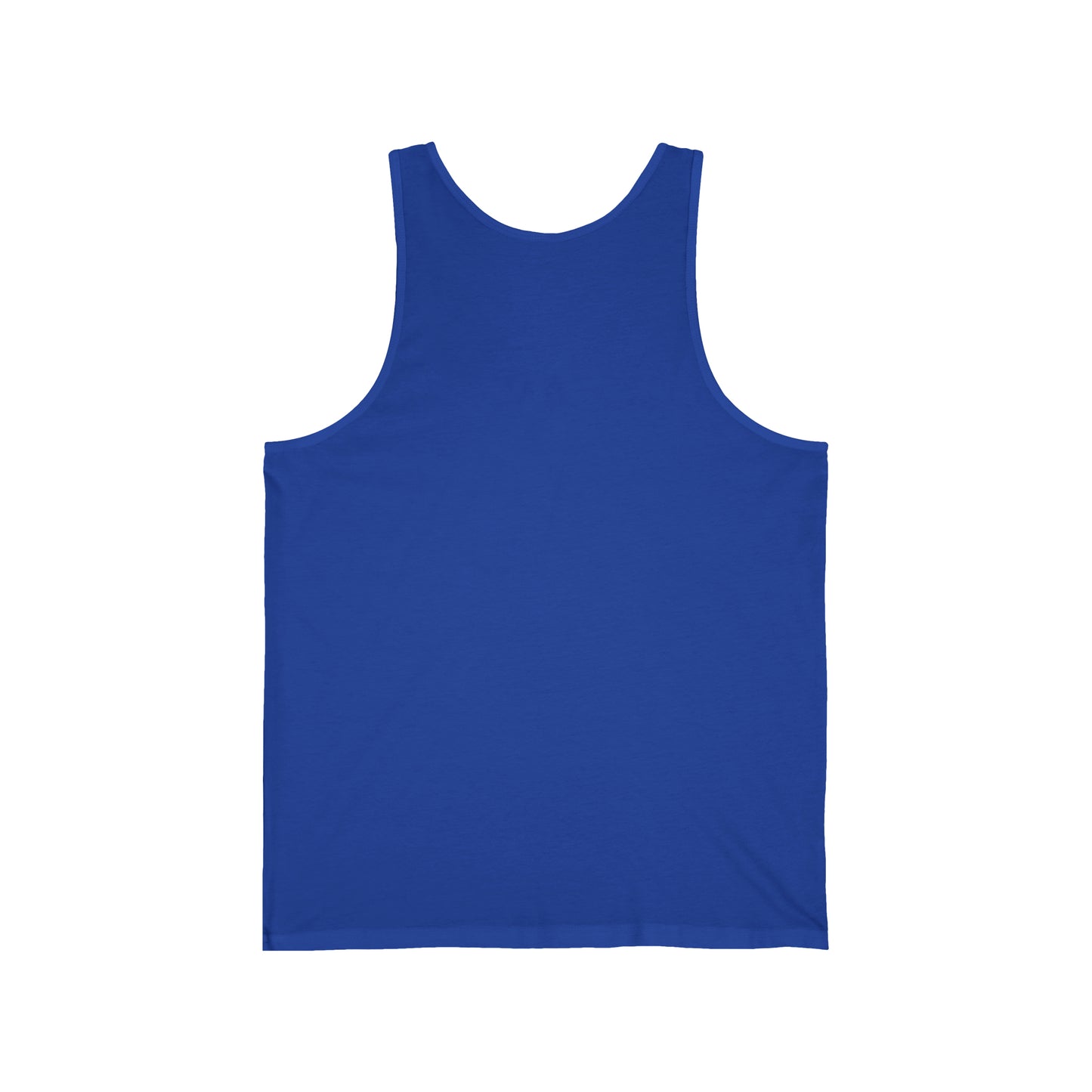 Back view of a blue Men's singlet