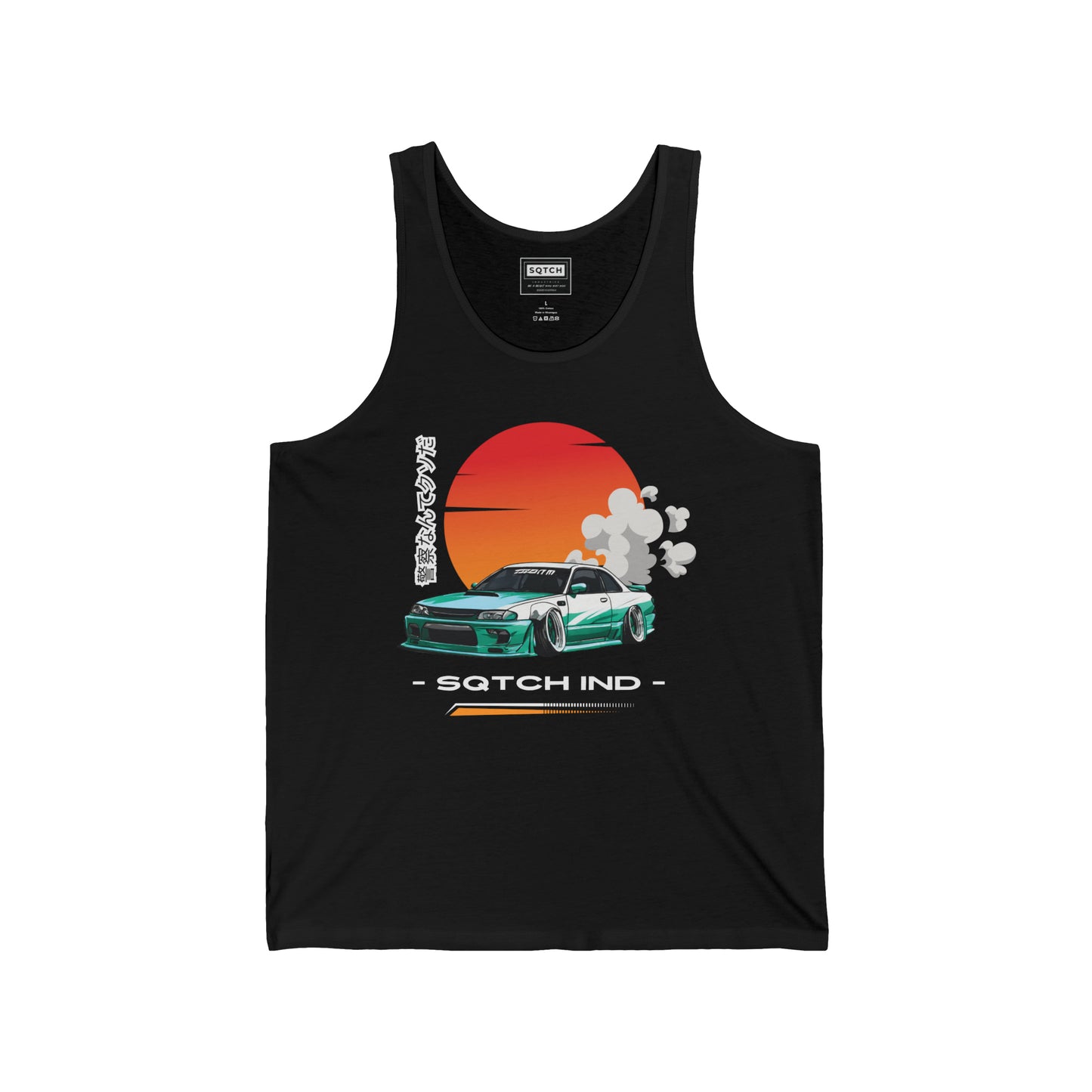 Black singlet with a cool jdm car graphic & logo by Sqtch Industries