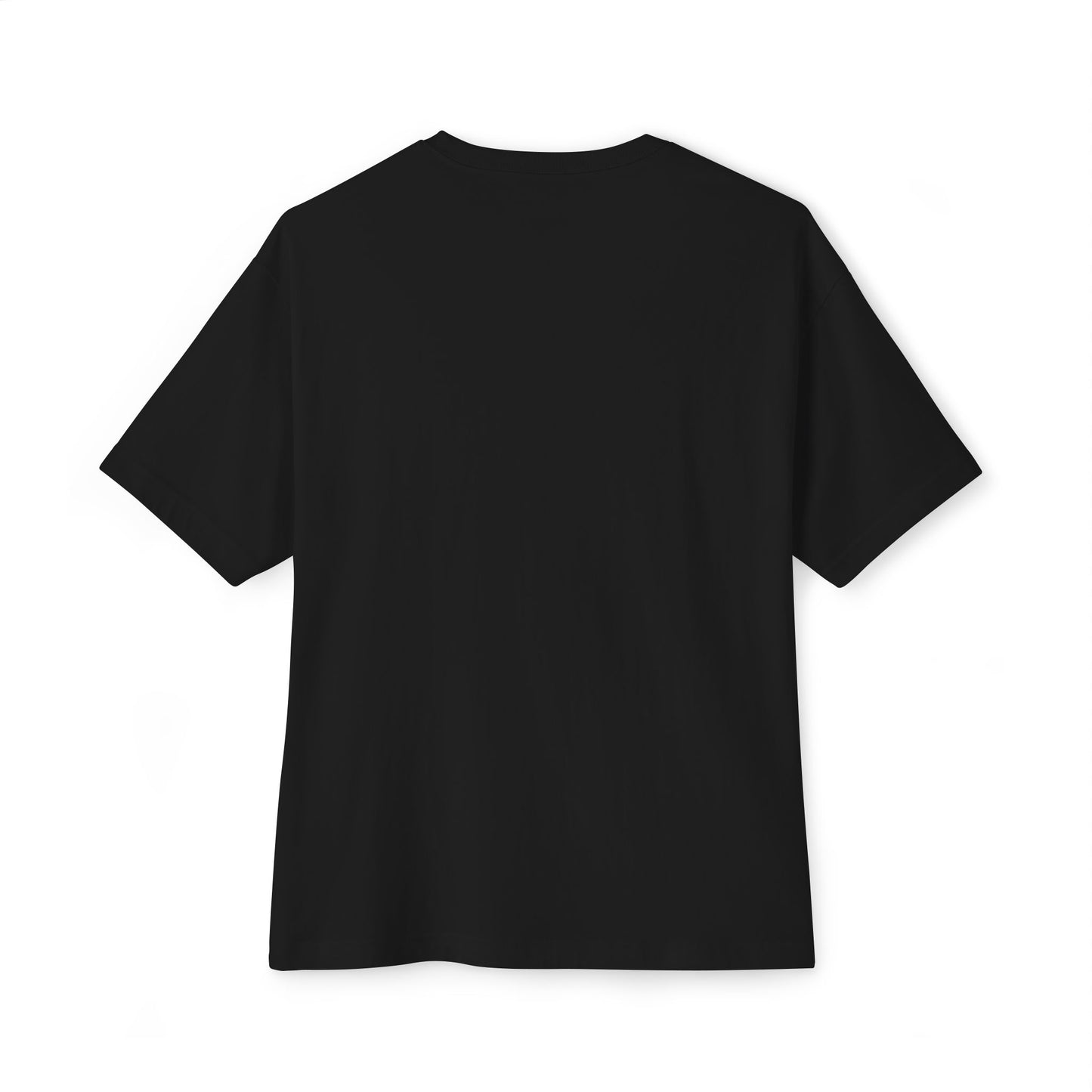 Back of a black boxy shirt