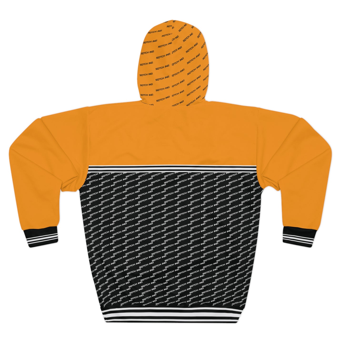 Back of a orange sports hoody