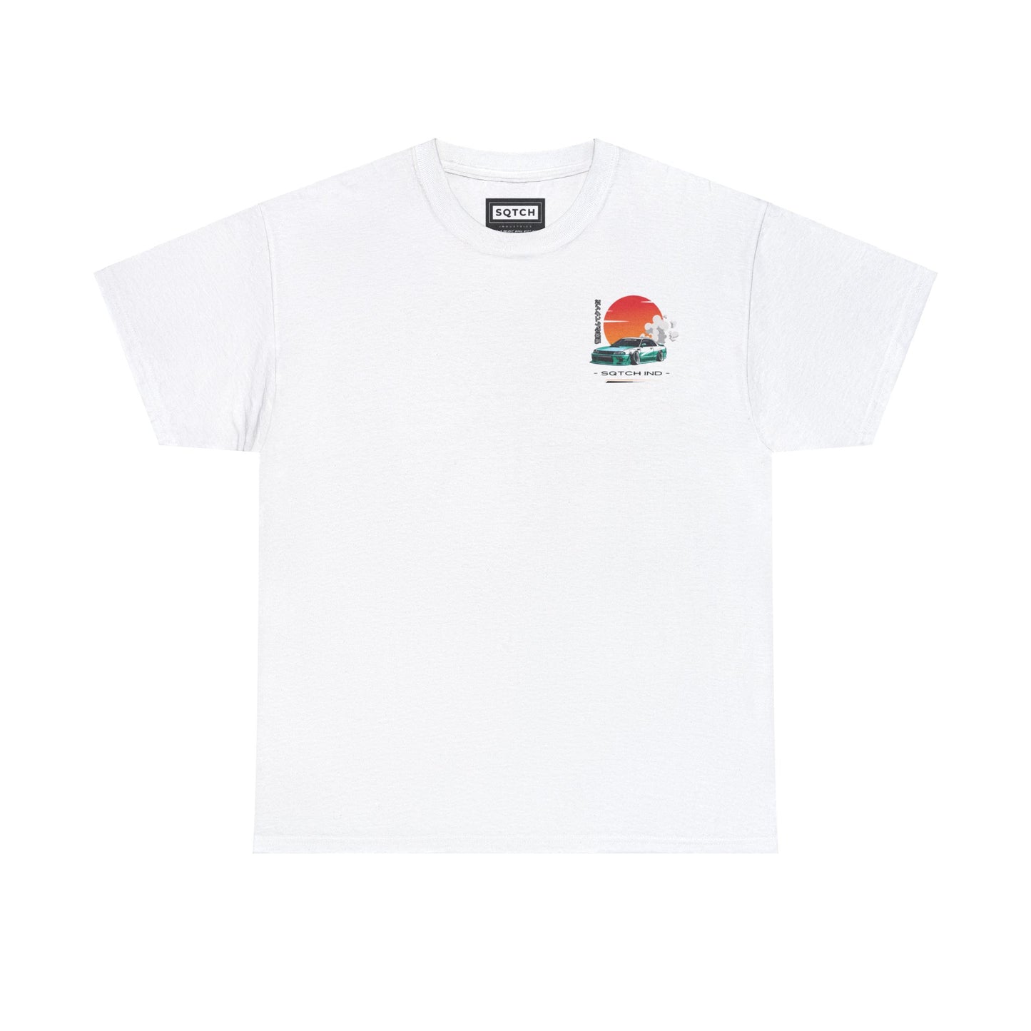 White tee with a cool jdm car graphic & logo by Sqtch Industries