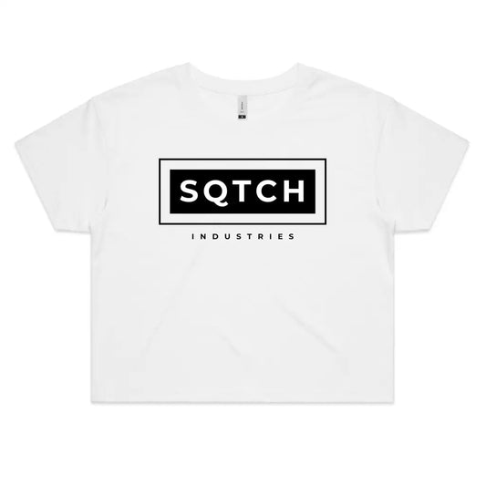 Sqtch Industries Logo - Ladies Crop Tee White / Extra Small crop top, ladies, t-shirts