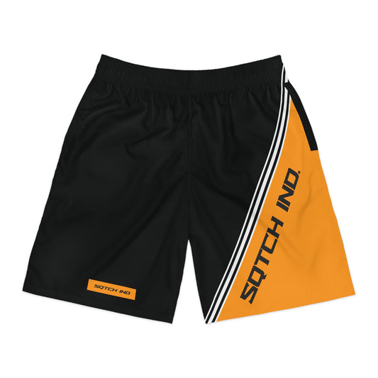 Sports style gym pants in a vibrant colour with a black base