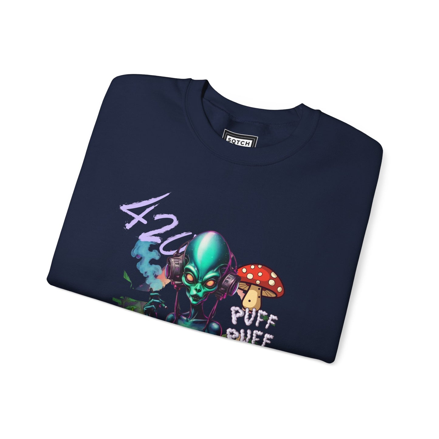 Sqtch Industries Puff Puff Pass Alien Graphic- Sweatshirt