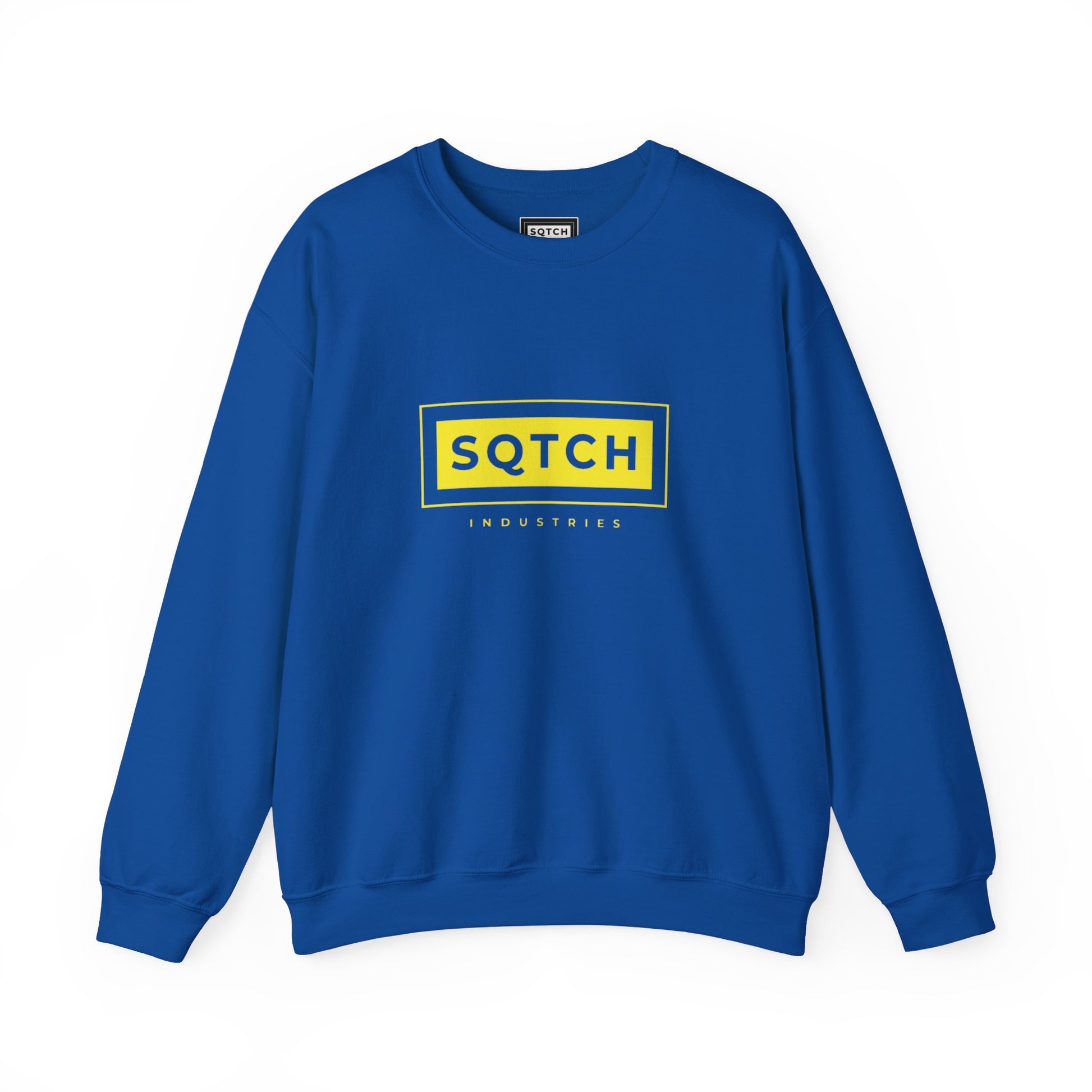 Blue & yellow Sqtch Industries Logo Sweater.