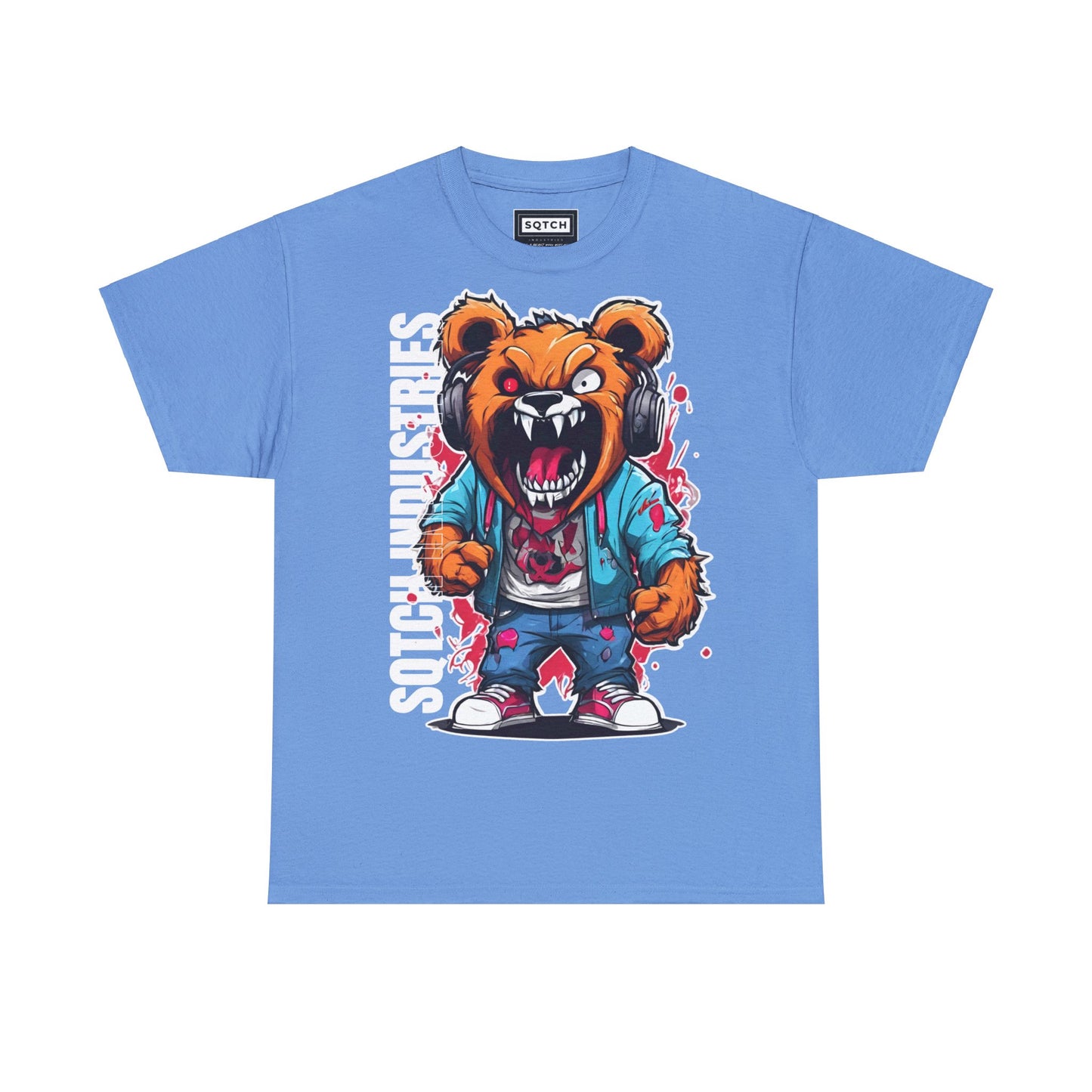 Blue cartoon teddy graphic tee