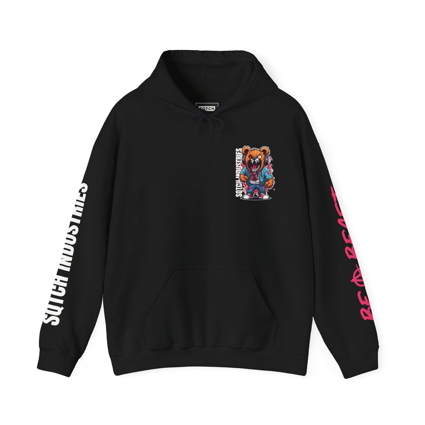 Black teddy bear graphic cartoon hoody