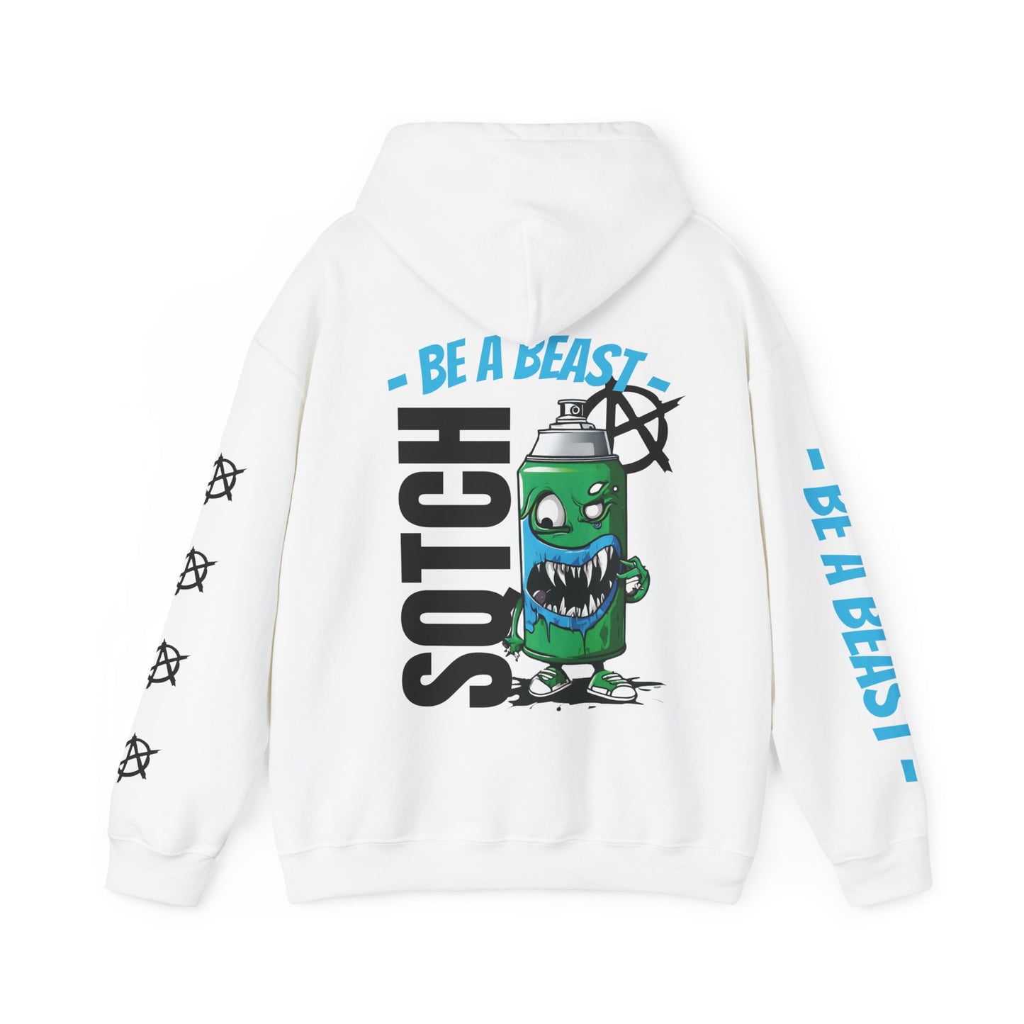 White & green hoodie cartoon style graphics 