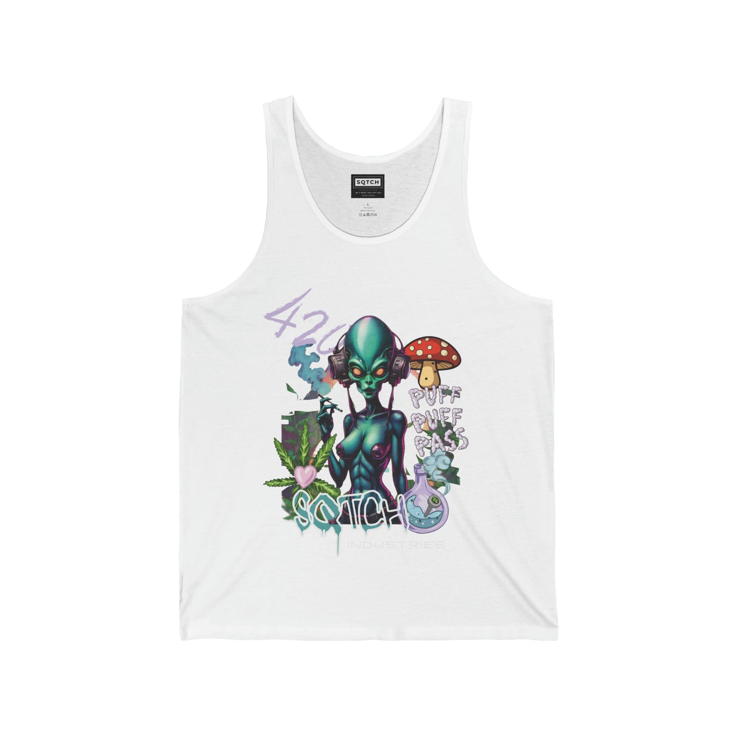 Sqtch Industries Puff Puff Pass Alien Graphic - Singlet