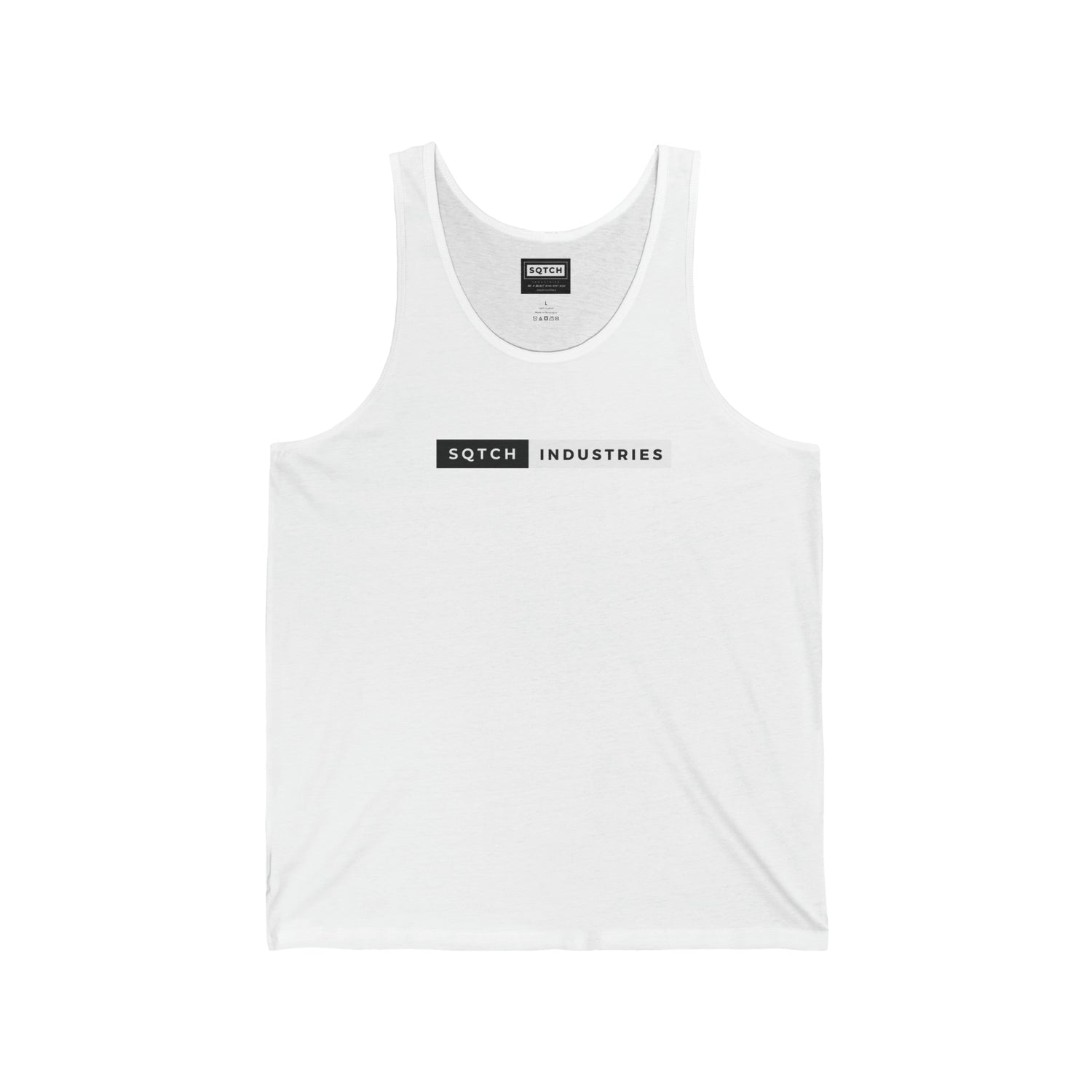 White sports singlet by Sqtch Industries 