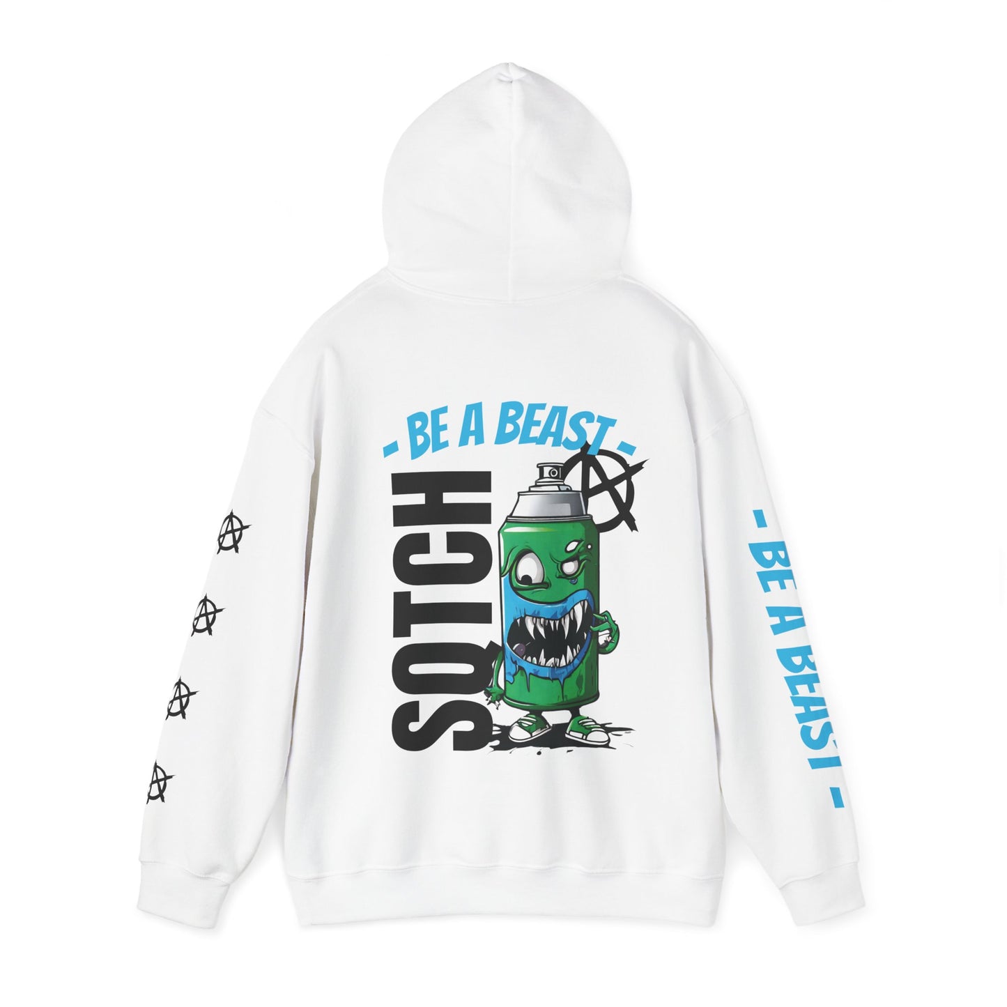 Cartoon graphic hoody in white & green