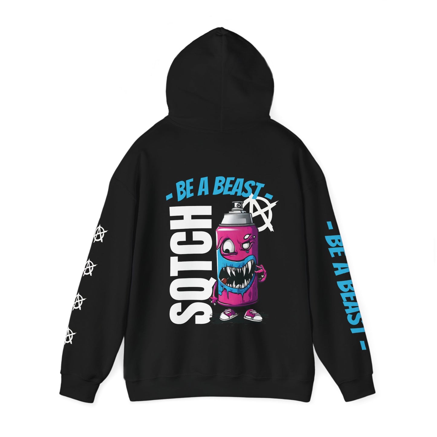 Black hoodie cartoon style graphic