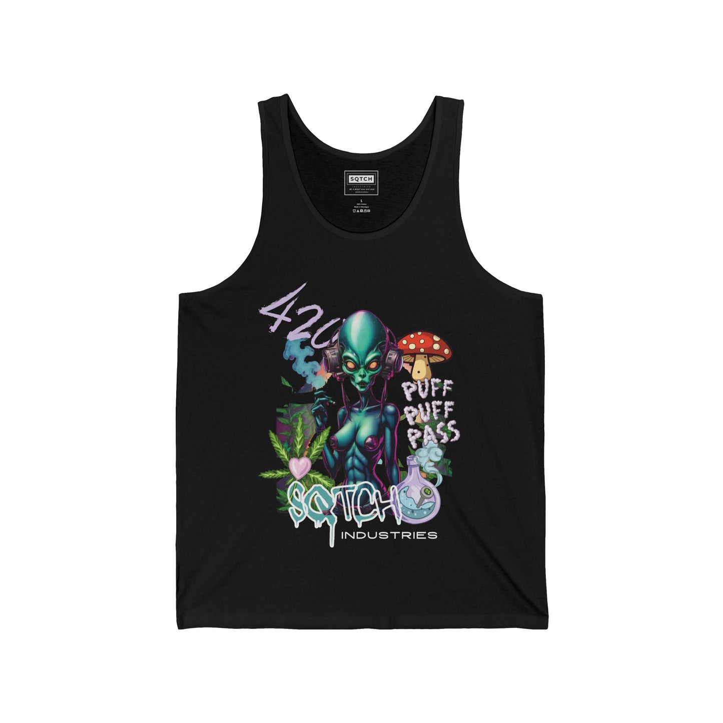 Sqtch Industries Puff Puff Pass Alien Graphic - Singlet