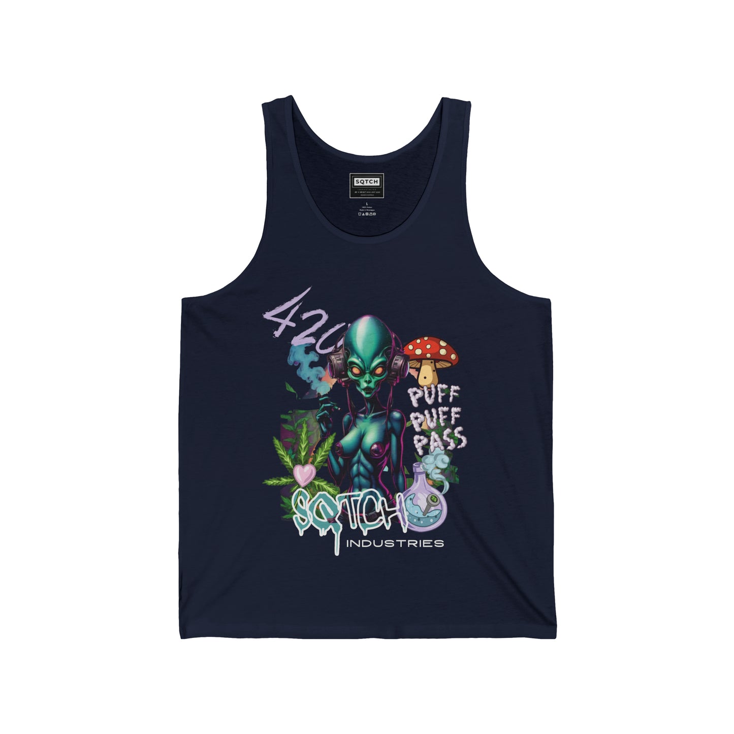 Sqtch Industries Puff Puff Pass Alien Graphic - Singlet