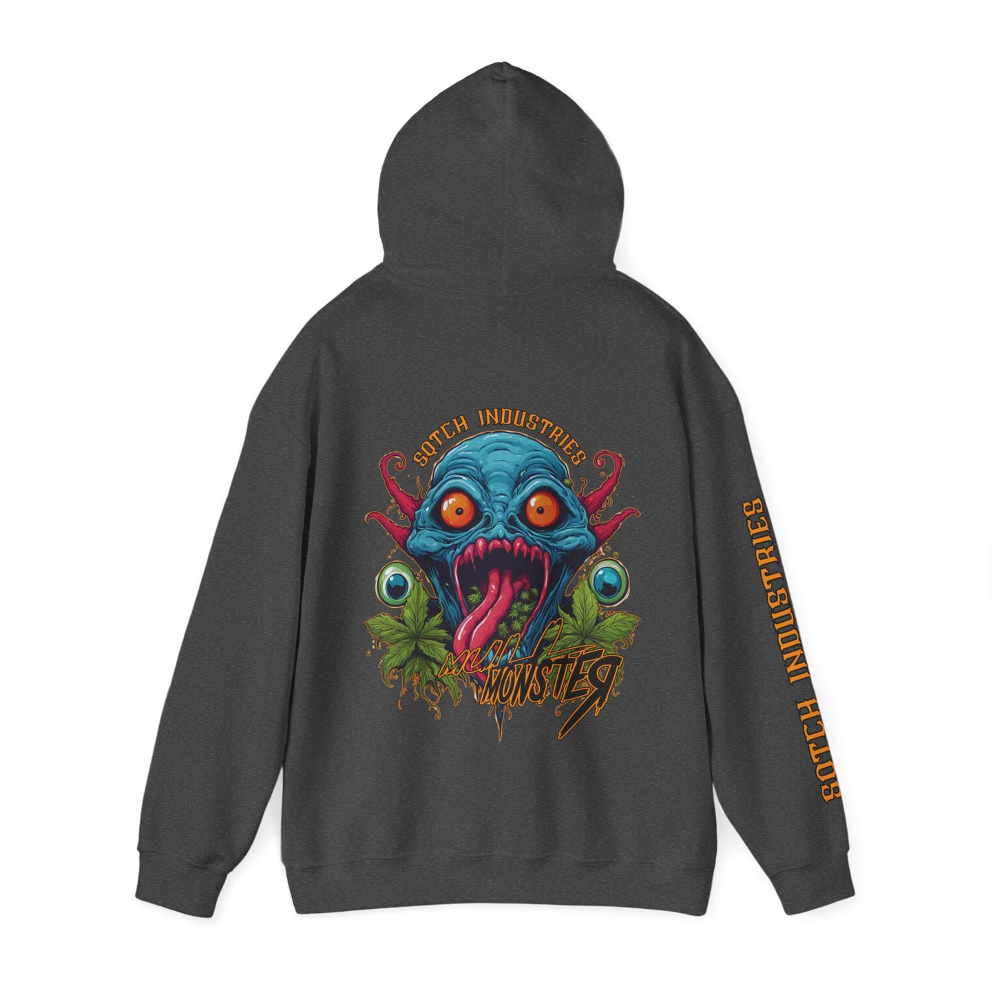 Back of a grey cartoon style four twenty hoody