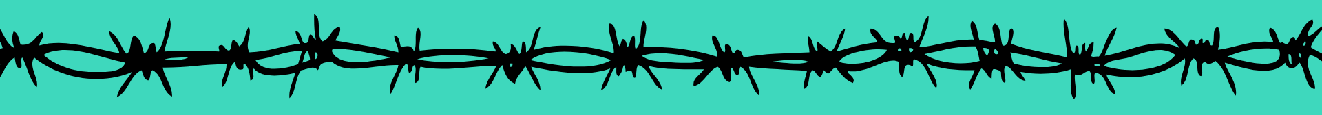 Barbed wire at the top of a teal background