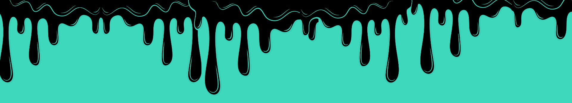 Black dripping liquid on a teal background
