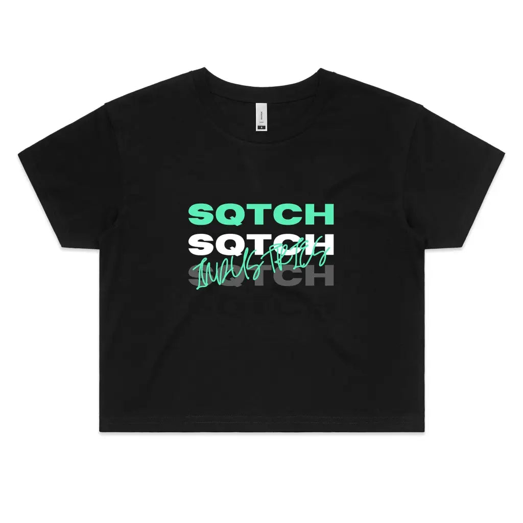 Sqtch Industries Fourway - Ladies Crop Top Black / Extra Small crop top, ladies, t-shirts