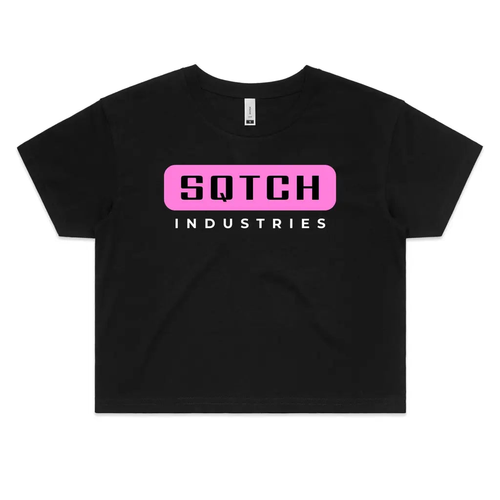 Sqtch Industries - Ladies Crop Tee Black / Extra Small crop top, ladies, shirts, t-shirts