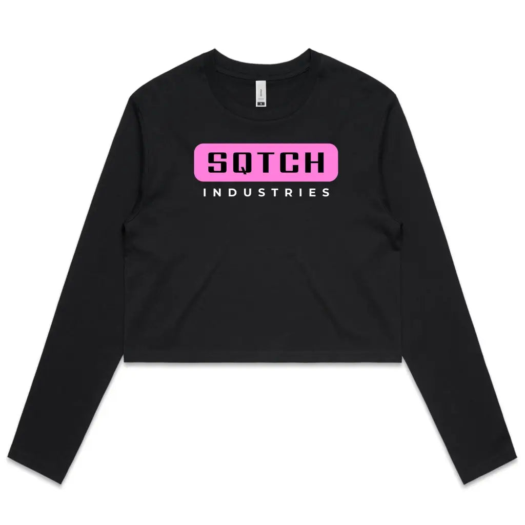 Sqtch Industries - Ladies Long Sleeve Crop Tee Black / Extra Small ladies, longsleeve