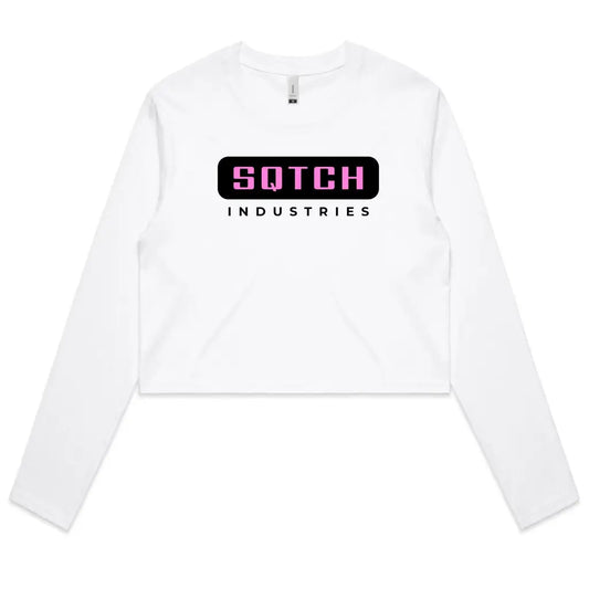 Sqtch Industries - Ladies Long Sleeve Crop Tee White / Extra Small ladies, longsleeve