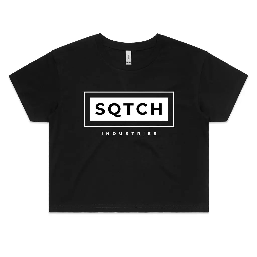 Sqtch Industries Logo - Ladies Crop Tee Black / Extra Small crop top, ladies, t-shirts