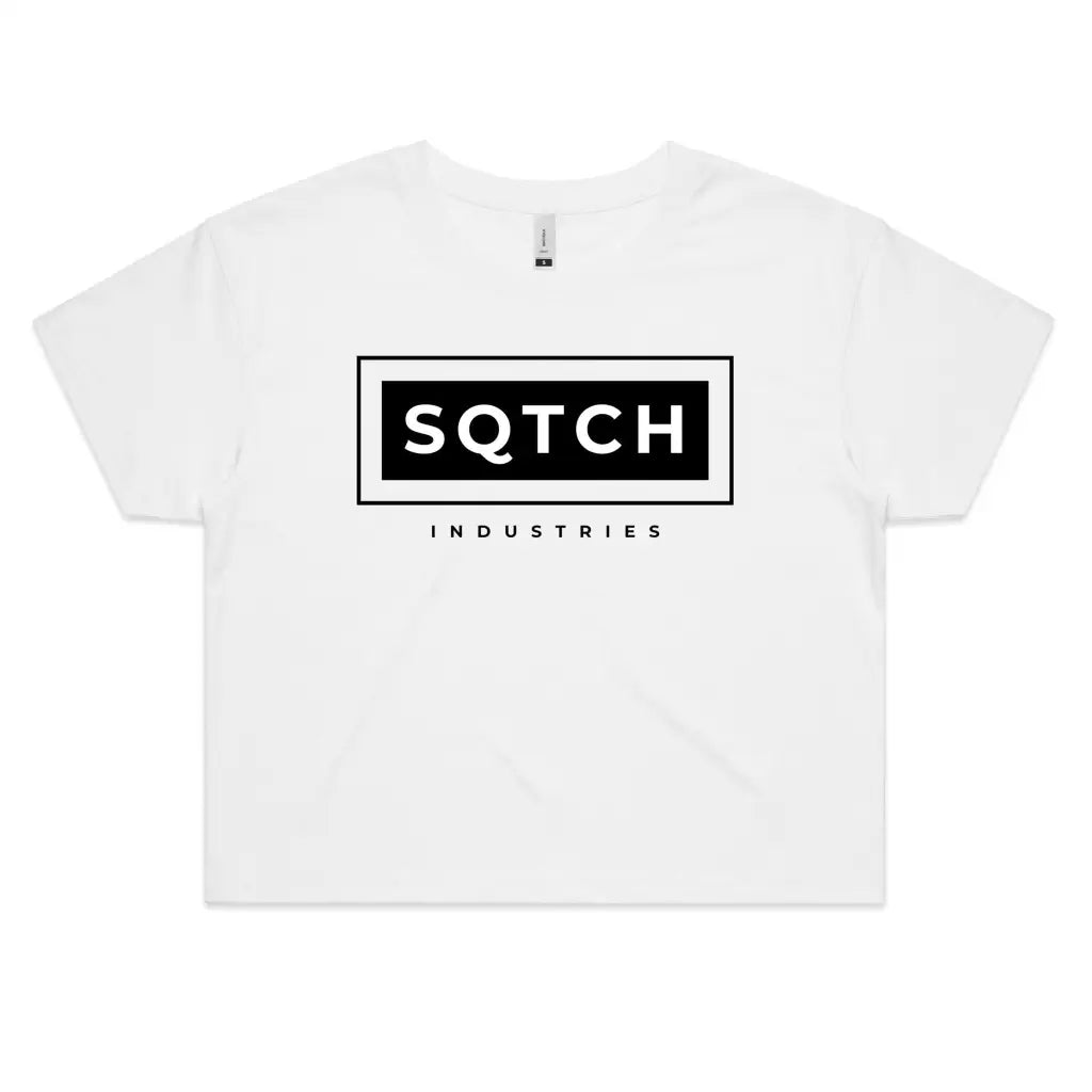 Sqtch Industries Logo - Ladies Crop Tee White / Extra Small crop top, ladies, t-shirts