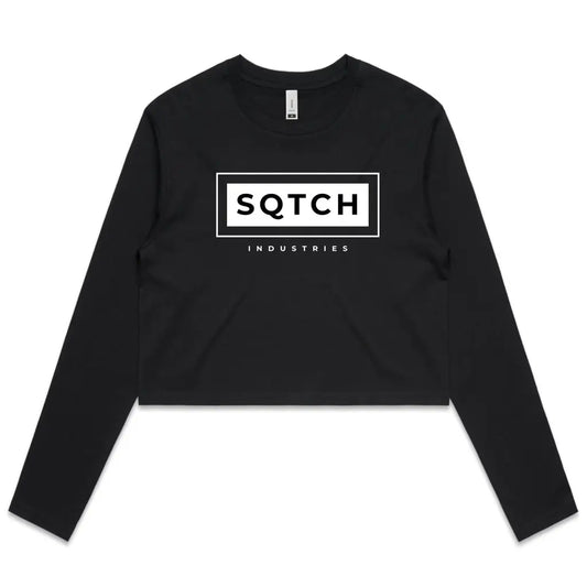 Sqtch Industries Logo - Ladies Long Sleeve Crop Tee Black / Extra Small ladies, longsleeve