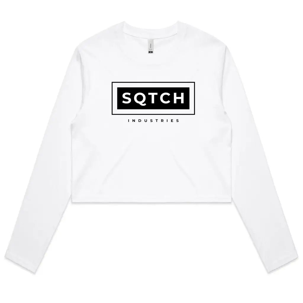 Sqtch Industries Logo - Ladies Long Sleeve Crop Tee White / Extra Small ladies, longsleeve